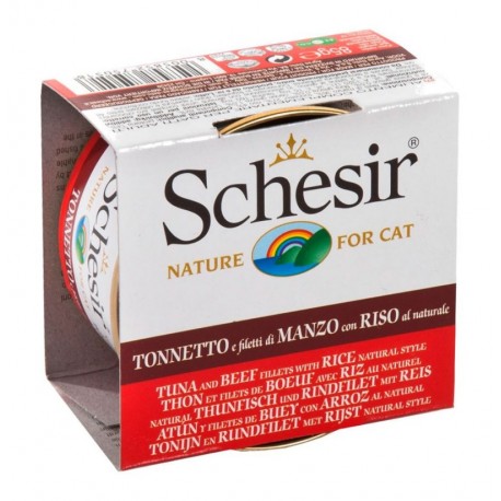 Schesir latas gato atún y buey con arroz al natural Schesir latas gato atún y buey con arroz al natural