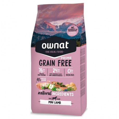 Pienso Ownat Prime Grain Free Mini de cordero para perros de raza pequeña o mini 4Kg