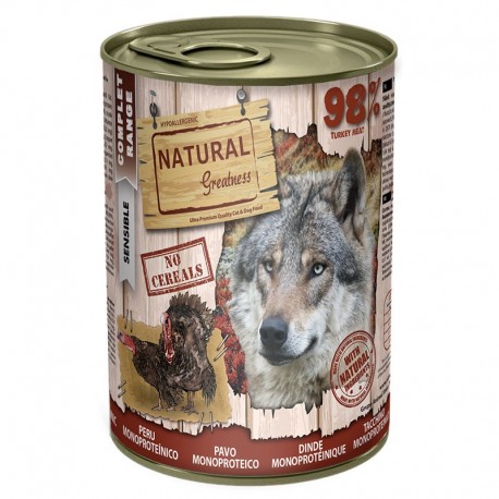 Natural greatness Pavo latas monoproteicas para perros