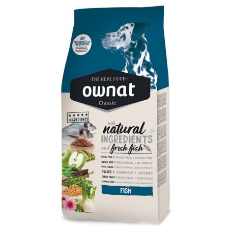 Saco de Pienso Ownat Classic Fish para perros adultos de 20Kg.