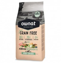 Comida Ownat Just Grain Free de pollo para perros adultos 14Kg 