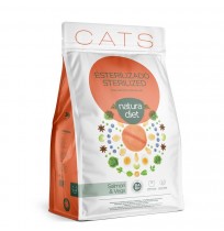 saco grande Natura diet cats sterilized salmon 3Kg para gatos adultos esterilizados