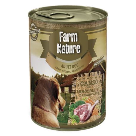Latas Farm nature para perros adultos de ganso con brócoli y zanahorias 400gr Latas Farm nature para perros adultos de ganso con brócoli y zanahorias 400gr
