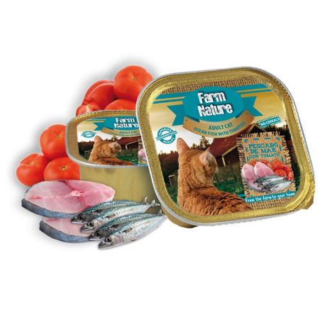 Comida húmeda Farm Nature para gatos de pescado de mar con tomate 100gr Comida húmeda Farm Nature para gatos de pescado de mar con tomate 100gr