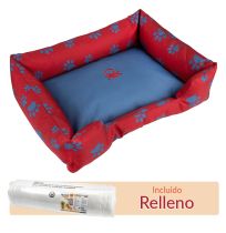 Cuna completa con funda y relleno para la cuna United Colors of Benetton Azul y Roja con huellas azules