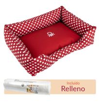 Cuna completa con funda y relleno para la cuna United Colors of Benetton roja con lunares blancos