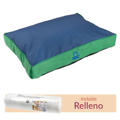 Colchón completo con funda y relleno para la cuna United Colors of Benetton Classic de color azul y verde para perros