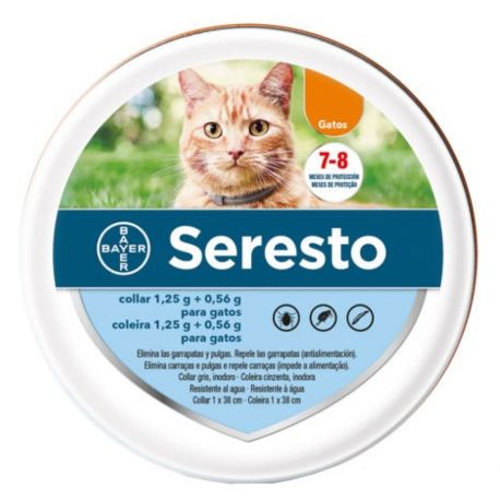 Nuevo collar Seresto para gatos de 7-8 meses de duración contra parásitos