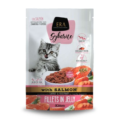 Comida húmeda Era sybarite Kitten salmón con zanahoria para gatos bebés