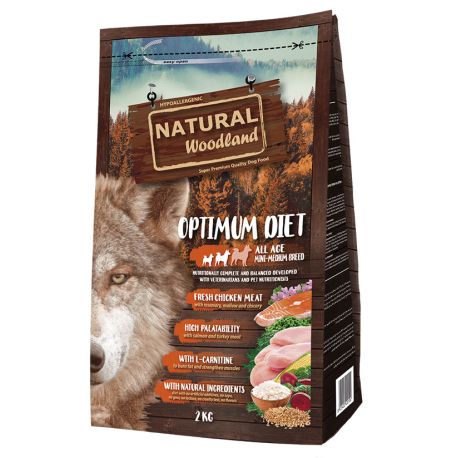 Saco de pienso Natural Woodland optimum mini medium de 2Kg