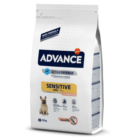 Pienso Affinity Advance mini sensitive (salmón y arroz) para perros raza pequeña con sensibilidad digestiva en formato de 1,5Kg