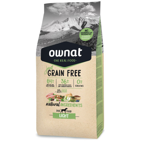 Saco de Pienso Ownat just grain free light para perros 14Kg