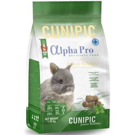 Pienso o comida Cunipic conejo baby junior alpha pro pienso sin cereales de 1,75Kg