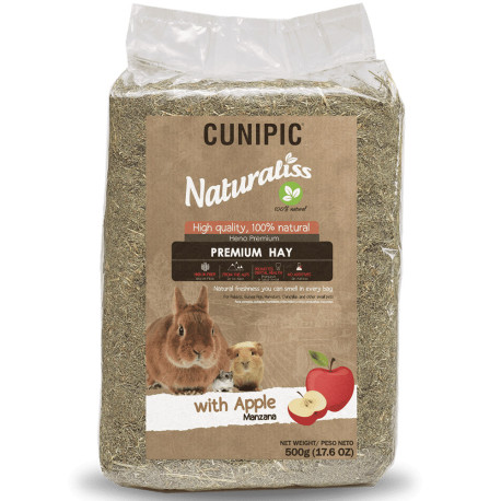 Heno Naturaliss de manzana para conejos y roedores de cunipic en saco de 500g