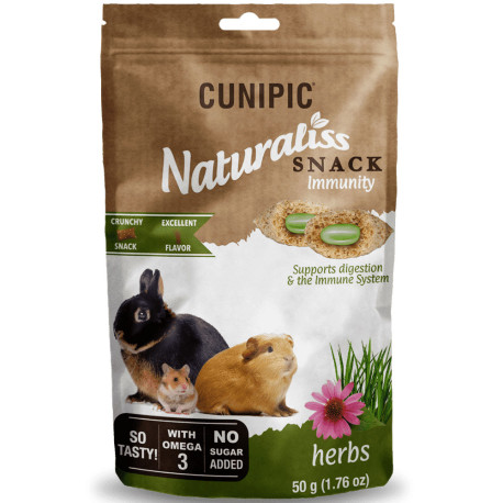 Naturaliss snack immunity herbs para conejos y roedores cunipic en 50g