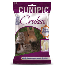 Snack de frutas deshidratadas para conejos y roedores cunipic crukiss en bolsa de 100g