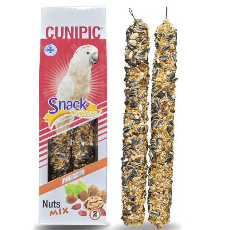 Dos Barritas frutos secos y semillas para ninfas y agapornis snack deluxe en 130g de cunipic 