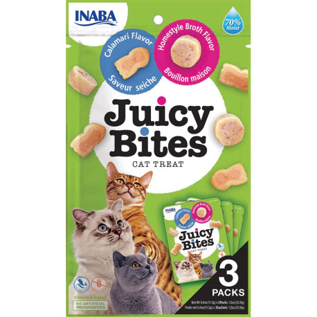 Inaba Churu cat juicy bites calamar y caldo casero para gatos 3 x 11g