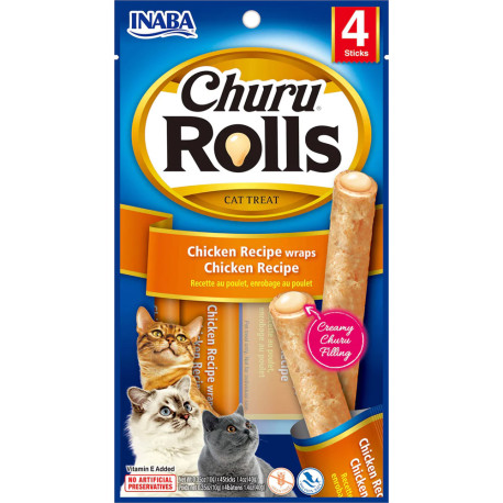 Inaba Churu Cat rolls de pollo para gatos 4 x 10g