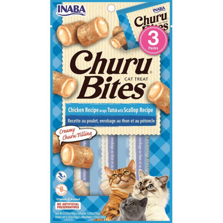 Inaba Churu Cat bites de atún con vieira para gatos 3 x 10g