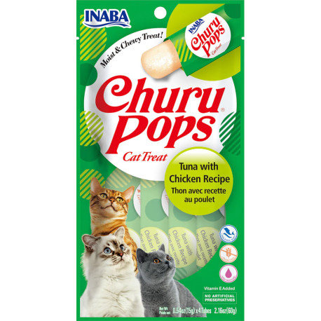 Inaba Churu pops de atún con pollo para gatos 4 x 15g