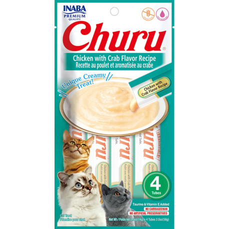 Inaba Churu puré receta de pollo con cangrejo para gatos 4 x 14g