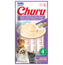 Inaba Churu puré receta de pollo con gamba para gatos 4 x 14g