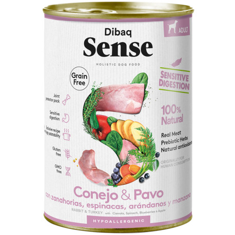 Dibaq sense Latas conejo y pavo grain free para perros