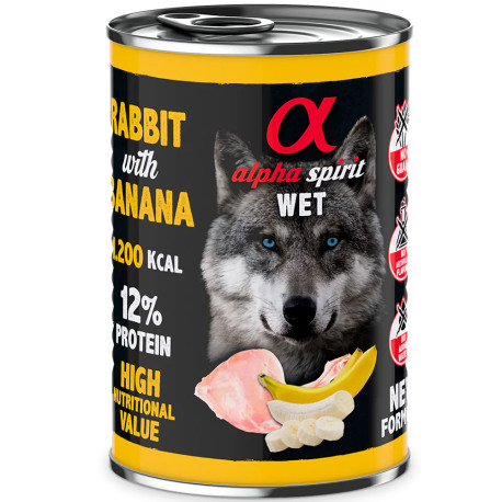 Alpha spirit latas conejo con plátano para perros 400g