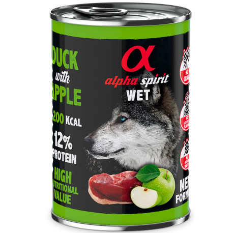 Alpha spirit latas pato con manzana verde para perros de 400g