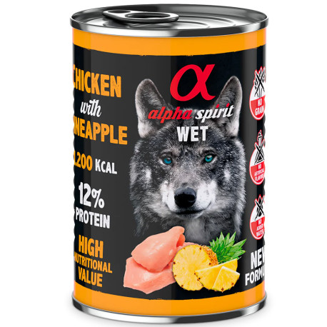 Alpha spirit latas pollo con piña para perros 400g