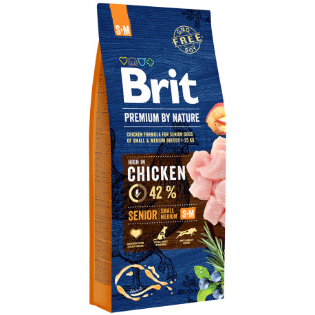 Brit premium senior s+m para perros pequeños y medianos