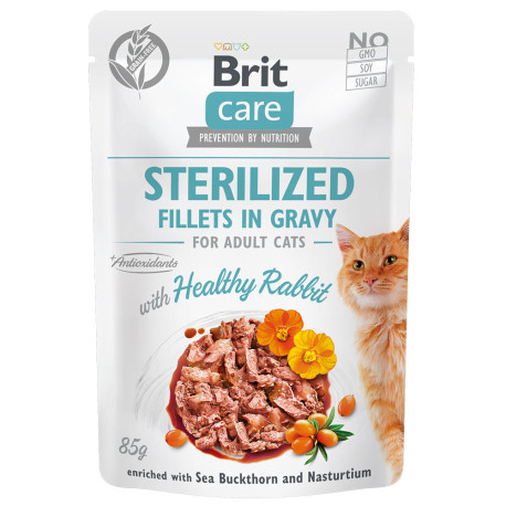 Brit care cat fillets in gravy sterilized with healthy rabbit para gatos