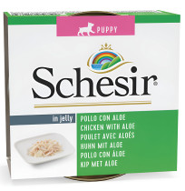 Schesir latas filetes de pollo con aloe para cachorros