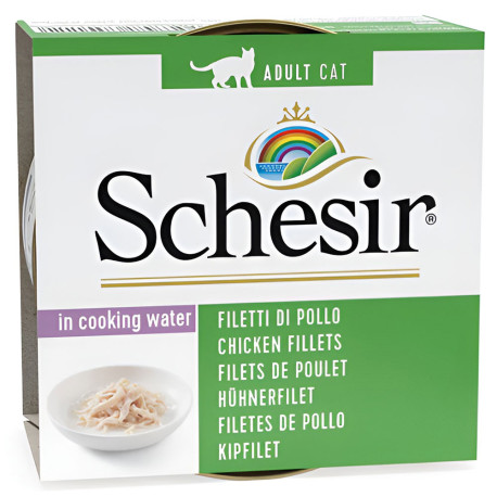 Schesir latas filetes de pollo al natural para gatos