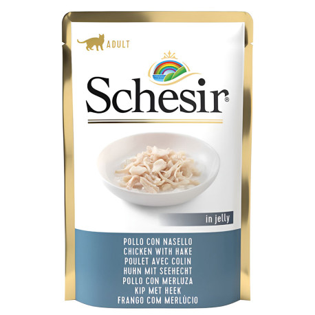 Schesir sobres pollo con merluza para gatos