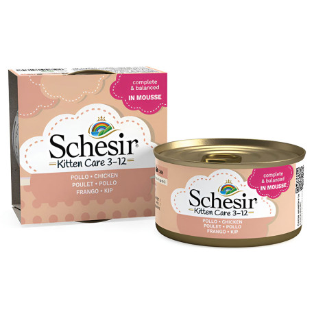 Schesir latas kitten mousse pollo para gatos