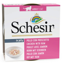 Schesir latas filetes de pollo con jamón para gatos