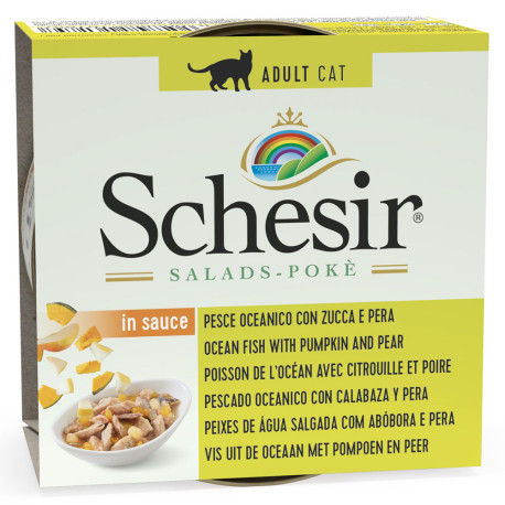 Schesir latas ensalada de pescado oceánico con calabaza y pera para gatos