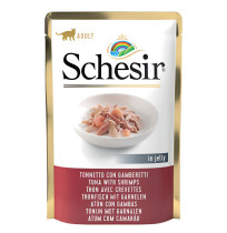 Schesir sobres atún con gambas para gatos