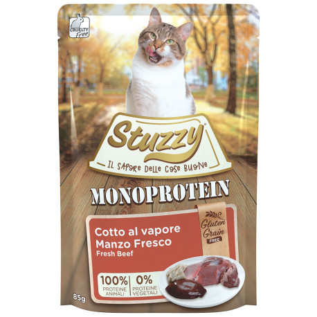 Stuzzy pouches buey monoprotein grainfree para gatos