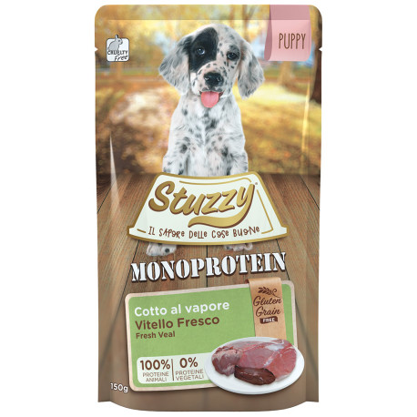 Stuzzy pouches ternera monoprotein grainfree puppy para perros