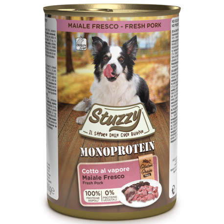 Stuzzy latas monoprotein cerdo para perros