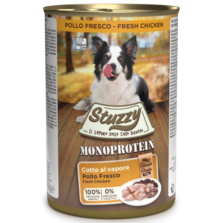 Stuzzy latas monoprotein pollo para perros