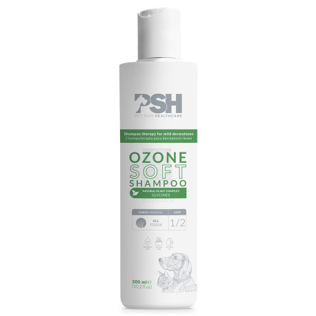 PSH ozone soft champuterapia dermatosis leve para perros y gatos en formato de 300ml