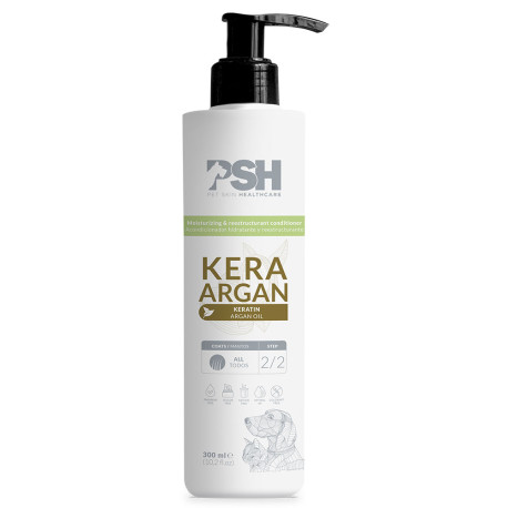 Psh kera argan acondicionador hidratante y reestructurante para perros y gatos en bote de 300ml