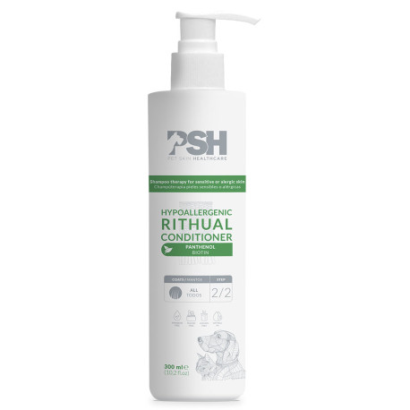 Psh hypoallergenic conditioner champuterapia pieles sensibles o alérgicas para perros y gatos en bote de 300ml