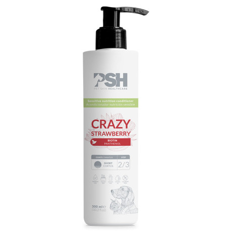 Psh crazy strawberry acondicionador nutrición sensible para perros y gatos en formato de 300ml