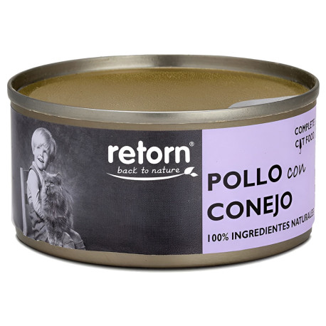 Retorn latas cat pollo con conejo para gatos