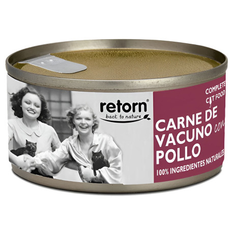 Retorn latas cat carne de vacuno con pollo para gatos en formato de 80g